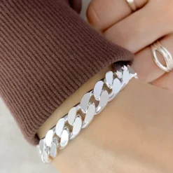 BNH panserarmbånd i sølv 23 cm x 10,5 mm