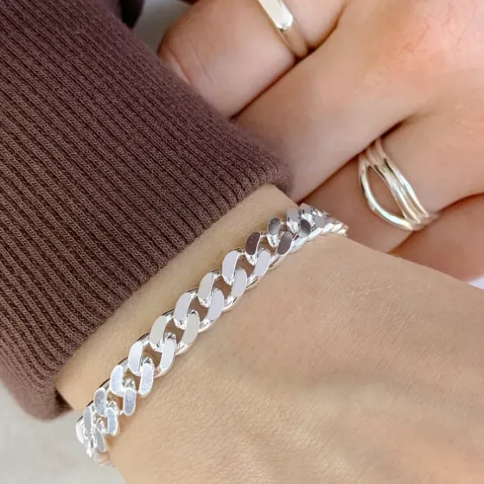BNH panserarmbånd i sølv 21 cm x 6,6 mm