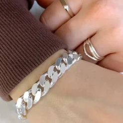 BNH panserarmbånd i sølv 17 cm x 10,5 mm