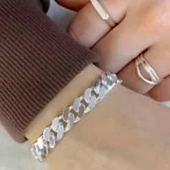 BNH panserarmbånd i sølv 18,5 cm x 9,0 mm