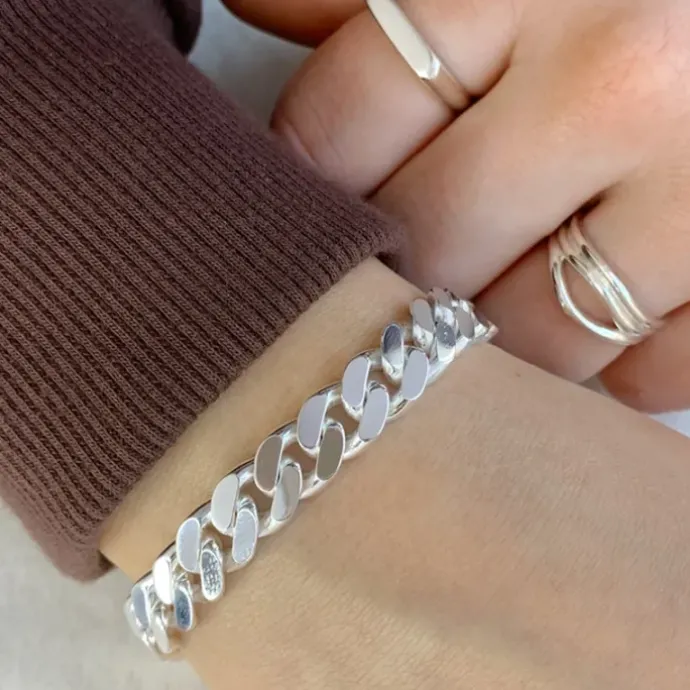 BNH panserarmbånd i sølv 18,5 cm x 9,0 mm