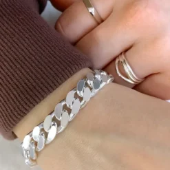 BNH panserarmbånd i sølv 18,5 cm x 10,5 mm