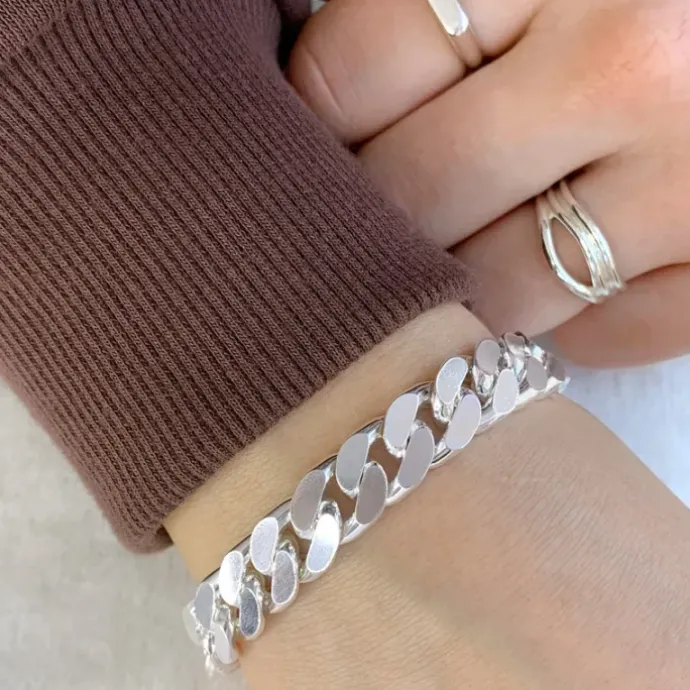 BNH panserarmbånd i sølv 21 cm x 10,5 mm