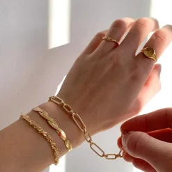 BNH singaporearmbånd i 8 karat guld 18,5 cm x 3,5 mm