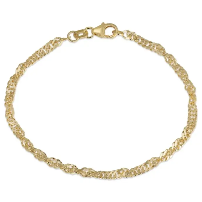 BNH singaporearmbånd i forgyldt sølv 18,5 cm x 2,9 mm