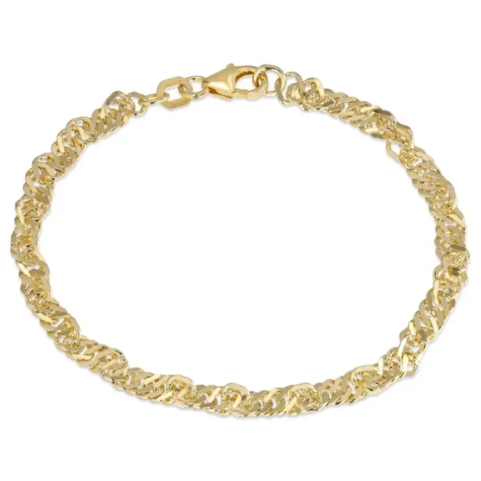 BNH singaporearmbånd i forgyldt sølv 17 cm x 3,5 mm
