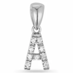 Bogstav a diamant vedhæng i 9 karat hvidguld 0,05 ct