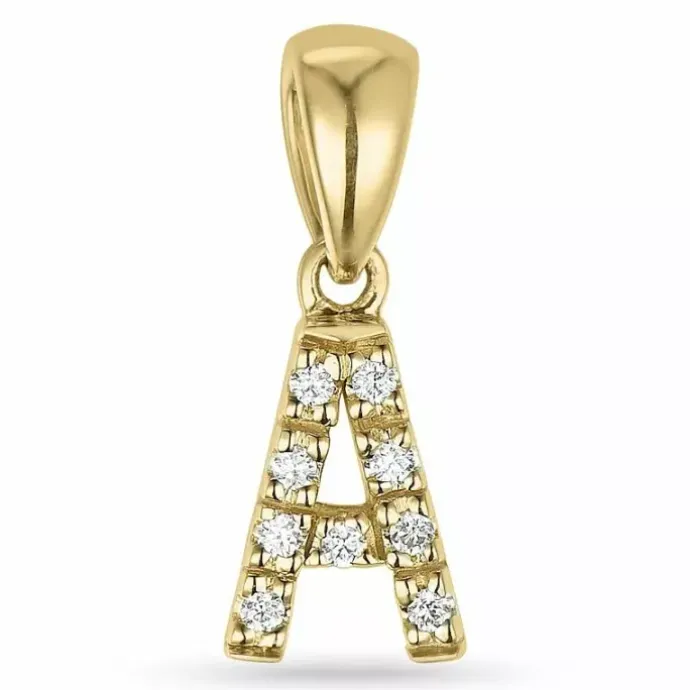 Bogstav A diamant vedhæng i 9 karat guld 0,05 ct