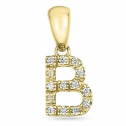Bogstav B diamant vedhæng i 9 karat guld 0,084 ct
