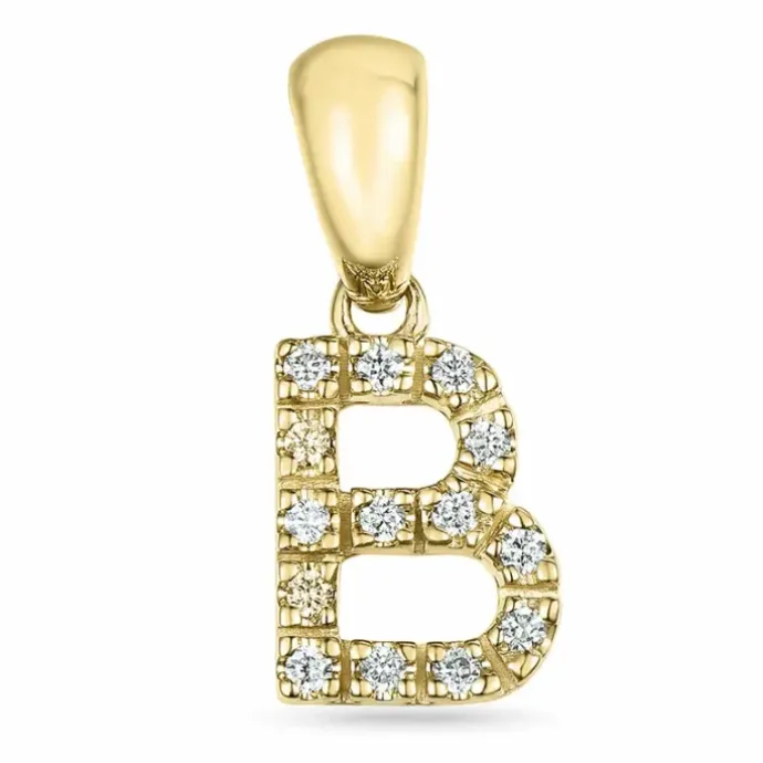 Bogstav B diamant vedhæng i 9 karat guld 0,084 ct