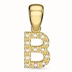 Bogstav B diamant vedhæng i 9 karat guld 0,08 ct