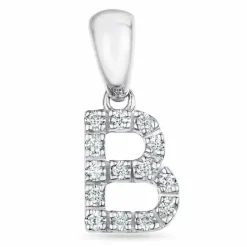 Bogstav B diamant vedhæng i 9 karat hvidguld 0,084 ct