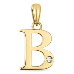 Bogstav B diamant vedhæng i 9 karat guld 0,01 ct