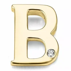 Bogstav b diamant vedhæng i 9 karat guld 0,01 ct