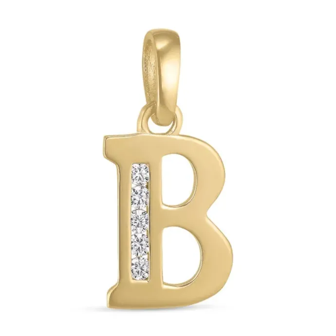 Bogstav B zirkon vedhæng i 9 karat guld