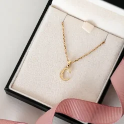 Bogstav C diamant vedhæng i 9 karat guld 0,01 ct