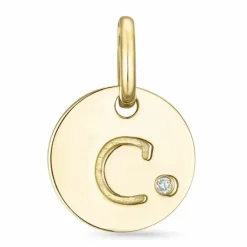 Bogstav C diamant vedhæng i 9 karat guld 0,01 ct