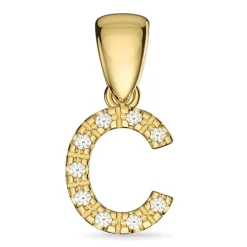 Bogstav C diamant vedhæng i 9 karat guld 0,06 ct