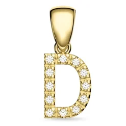 Bogstav D diamant vedhæng i 9 karat guld 0,08 ct