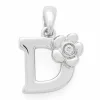 Bogstav d diamantvedhæng i 9 karat hvidguld 0,01 ct