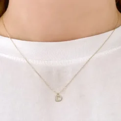 Bogstav D zirkon Halskæde med vedhæng i 8 karat guld