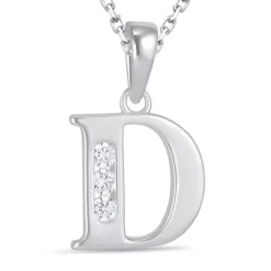 Bogstav D zirkon halskæde i sølv med vedhæng i sølv