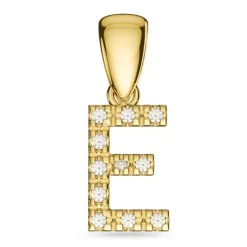 Bogstav E diamant vedhæng i 9 karat guld 0,07 ct