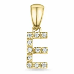 Bogstav E diamant vedhæng i 9 karat guld 0,071 ct