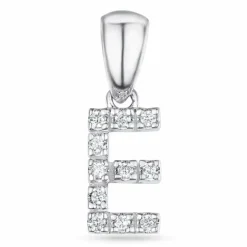 Bogstav E diamant vedhæng i 9 karat hvidguld 0,071 ct