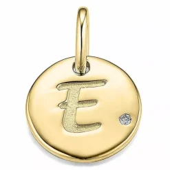Bogstav e diamantvedhæng i 9 karat guld 0,01 ct