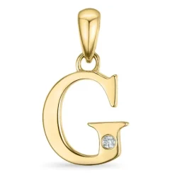 Bogstav G diamant vedhæng i 9 karat guld 0,01 ct