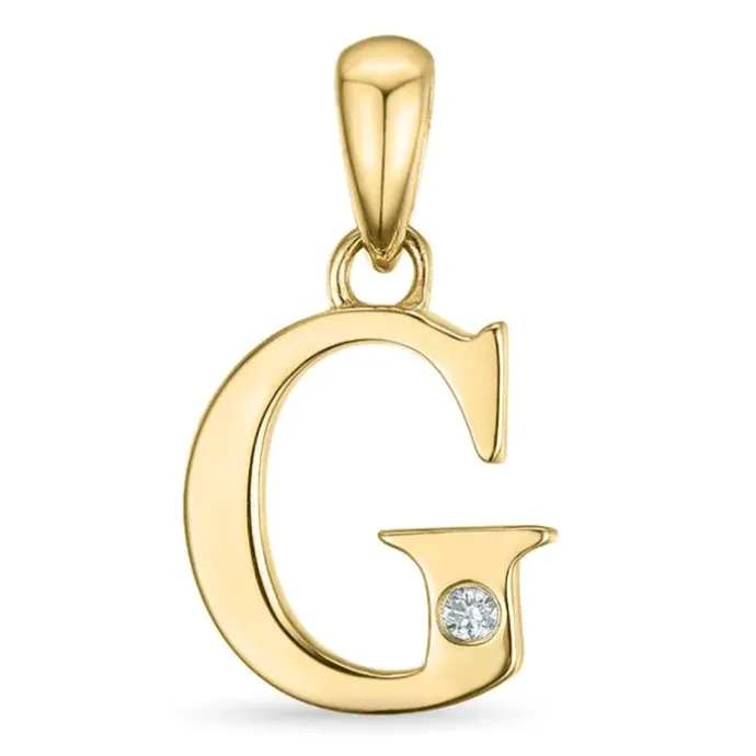 Bogstav G diamant vedhæng i 9 karat guld 0,01 ct