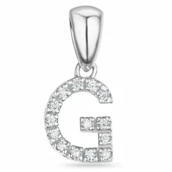 Bogstav G diamant vedhæng i 9 karat hvidguld 0,074 ct