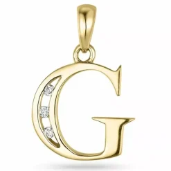 Bogstav G vedhæng i 14 karat guld 0,03 ct