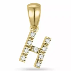 Bogstav h diamant vedhæng i 9 karat guld 0,05 ct