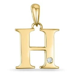 Bogstav H diamant vedhæng i 9 karat guld 0,01 ct