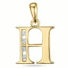 Bogstav H vedhæng i 14 karat guld 0,04 ct