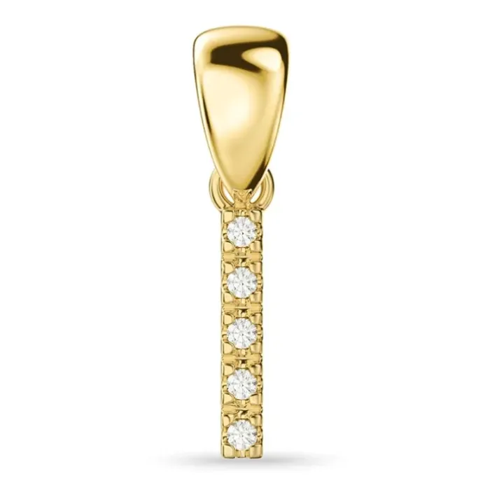 Bogstav I diamant vedhæng i 9 karat guld 0,04 ct