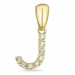 Bogstav J diamant vedhæng i 9 karat guld 0,071 ct