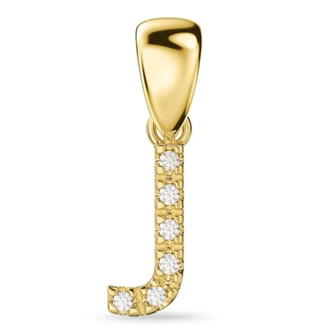 Bogstav J diamant vedhæng i 9 karat guld 0,04 ct
