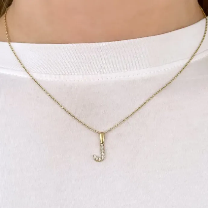 Bogstav J vedhæng i 8 karat guld