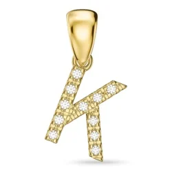 Bogstav K diamant vedhæng i 9 karat guld 0,07 ct