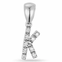 Bogstav k diamant vedhæng i 9 karat hvidguld 0,06 ct
