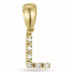 Bogstav l diamant vedhæng i 9 karat guld 0,03 ct