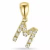 Bogstav M diamant vedhæng i 9 karat guld 0,06 ct