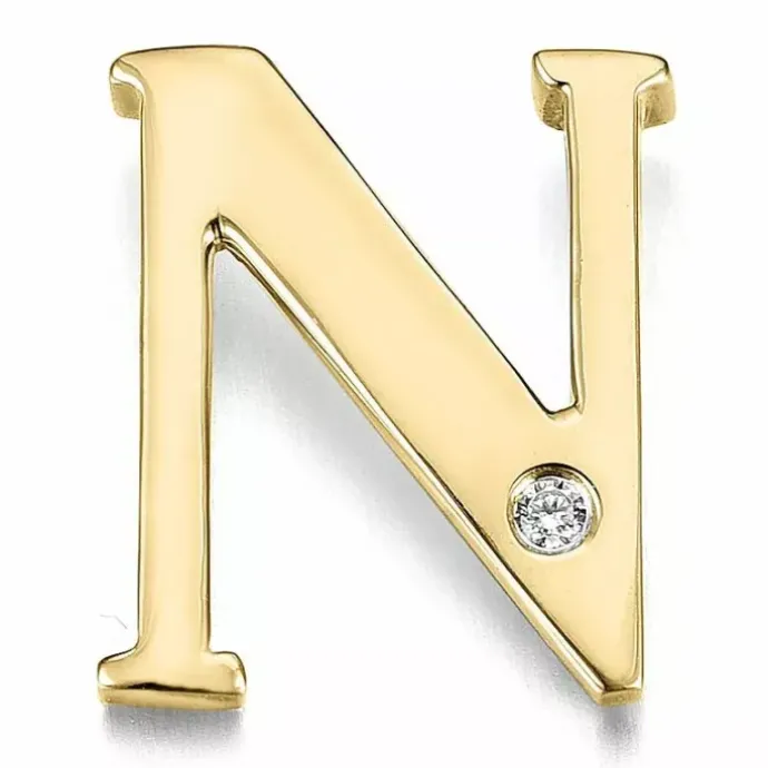 Bogstav n diamant vedhæng i 9 karat guld 0,01 ct
