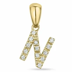 Bogstav N diamant vedhæng i 9 karat guld 0,088 ct