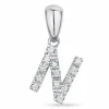 Bogstav N diamant vedhæng i 9 karat hvidguld 0,088 ct