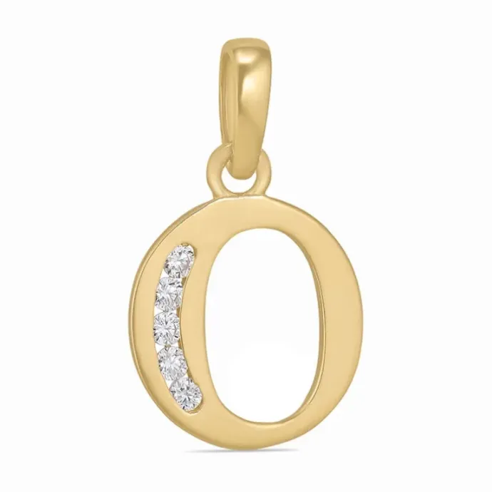 Bogstav O zirkon vedhæng i 9 karat guld