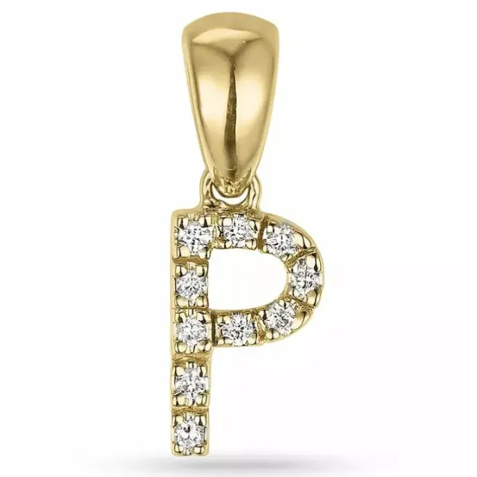 Bogstav p diamant vedhæng i 9 karat guld 0,06 ct